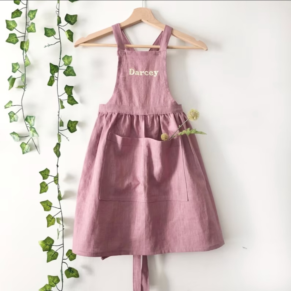 Personalized Kids Apron 100% Linen Pinafore Apron